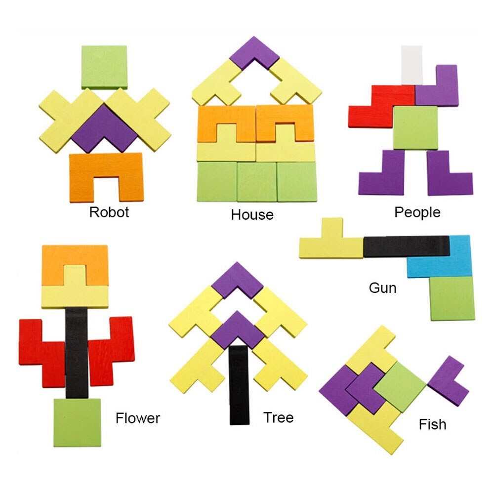 Enfants jouets éducatifs en bois Tetris jeu coulissant Puzzle jouet bois Puzzle jouets astucieux conseil jouets Tetris correspondant jouet d'éclairage