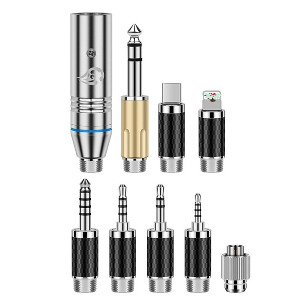 Xlr typ -c 2.5 3.5 4.4mm 6.35mm rodiumplätering hifi hörlurskabel kontakt 8 in 1 multifunktions självlåsande kontaktadapter