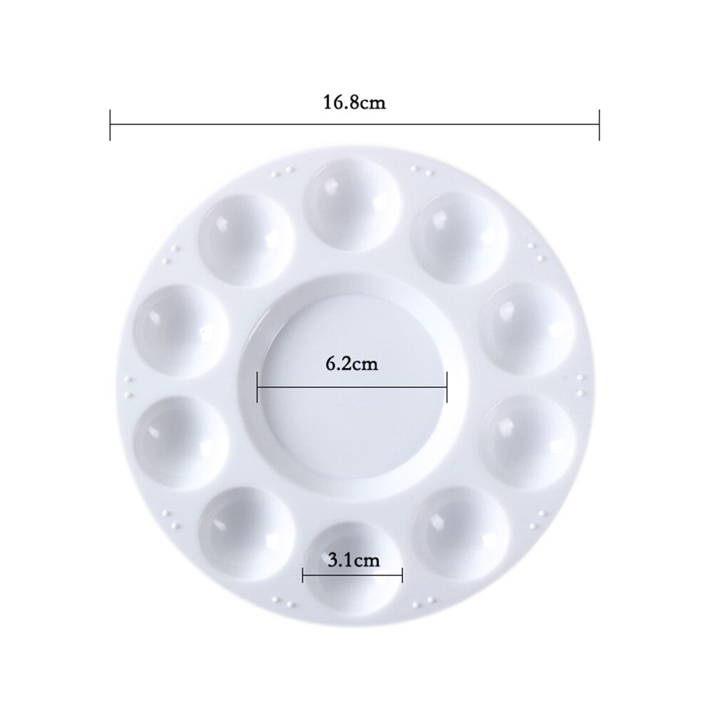 5 stk hvit plastpalet, rund form malingsbrett for å holde og blande farger for akryl olje håndverk diy kunstmaling