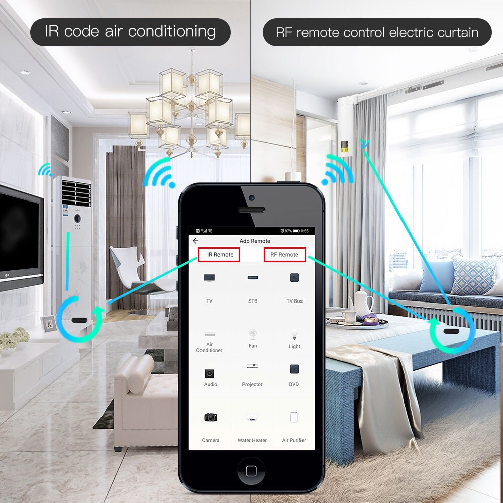 MOES Tuya WiFi IR RF remoto para aire acondicionado TV control remoto infrarrojo universal funciona con Alexa, Google Home