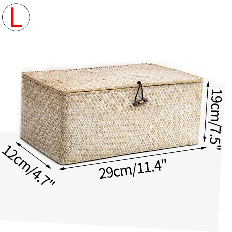 Cestas de almacenamiento de tela de maíz nórdico, contenedor de ropa, cesta tejida para la colada, caja de almacenamiento para cosméticos, restos de fruta hechos a mano: style3 L