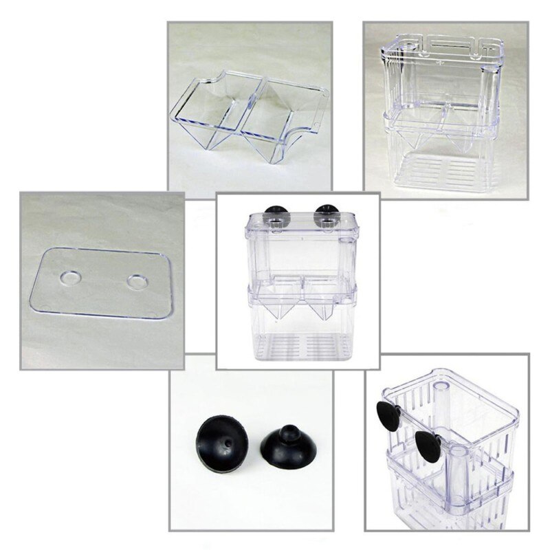 Aquarium Fish Breeding Box Pet Fish Tank Guppy Double Breeding Breeder Rearing Hatchery Splits Fish Tank Turtle Reptile House