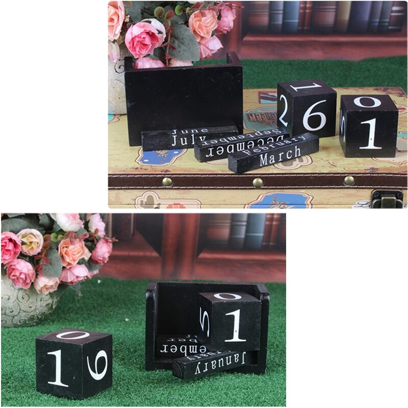 Blokkalender voor bureau, huisvorm, houten kalender, perpetual desk kalender, maand-date-display blokken, bureaukalender, maand-datumdisplay blokken, bureaudecoratie voor docenten en studenten