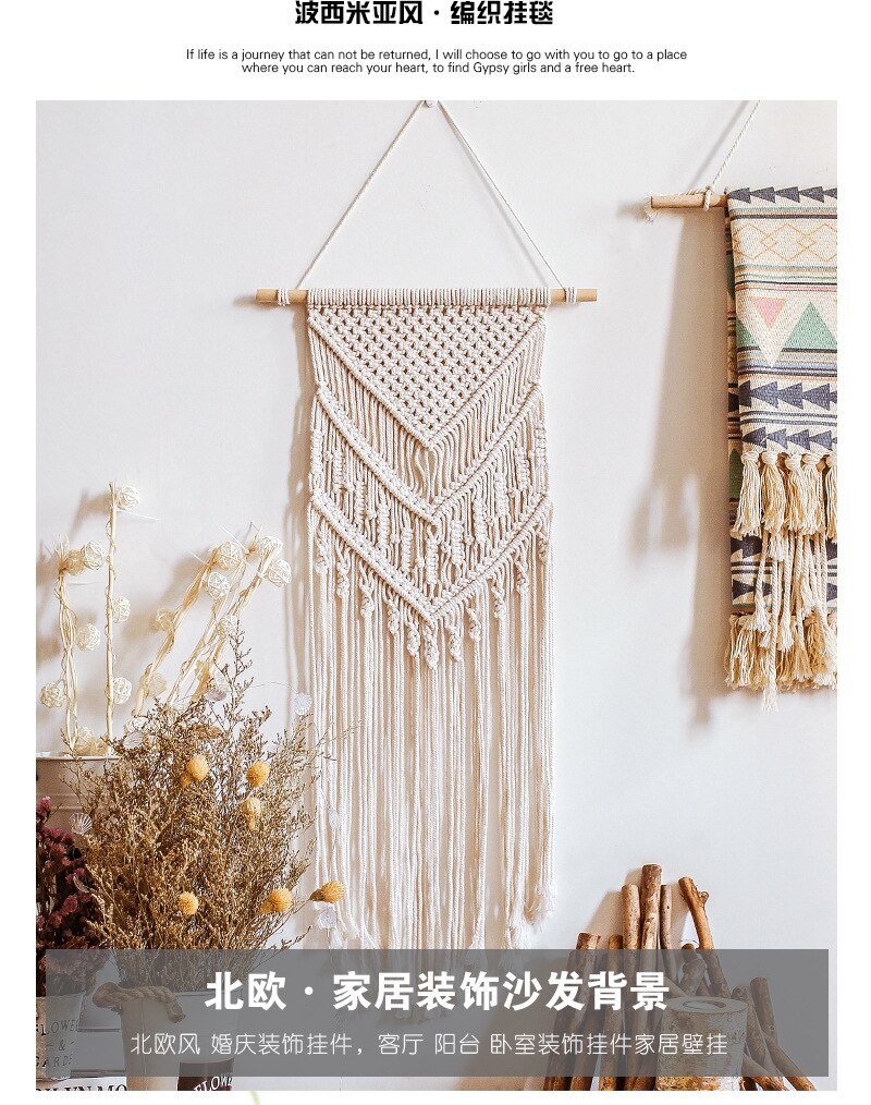 Groot wandtapijt in scandinavische stijl met macramémotief, wanddecoratie, handgemaakte kamerdecoratie, feestdecoratie voor vrouwen.