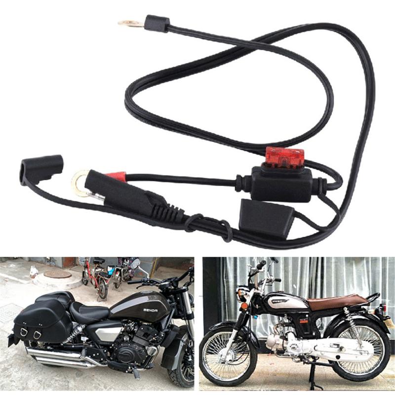 Motorcycle Battery Output Connector 12V-24V 60cm Motorcycle Battery Charger Termina 10A Fuse for SAE Disconnect Connector