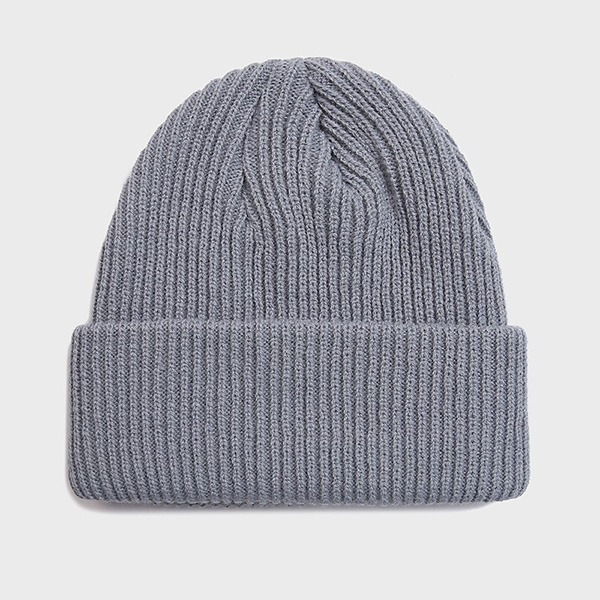 Voksen strikket kalot kvinder mænd afslappet hip hop hat akryl ski hue kasket unisex vinter holde opvarmning ensfarvede hatte: Grå