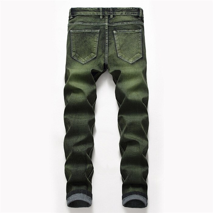 Mandlige mænd casual stretch slim jeans herre pencil bukser skinny grønne jeans herre størrelse 28-40