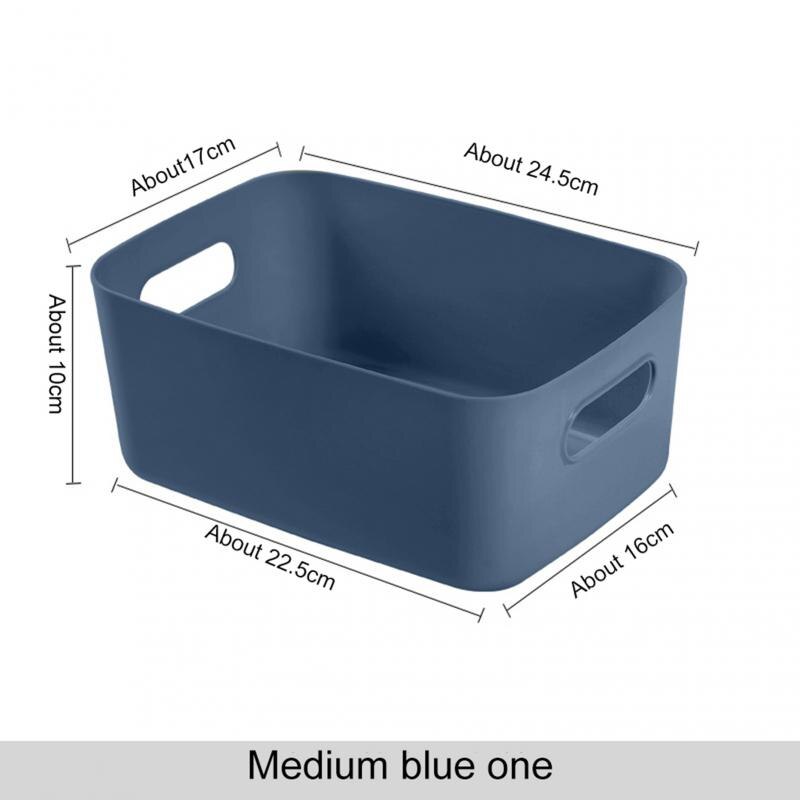 Storage Basket With Handle Cosmetic Storage Box Desktop Sundries Plastic Organizer Household Makeup Kitchen Storage Container: blue M