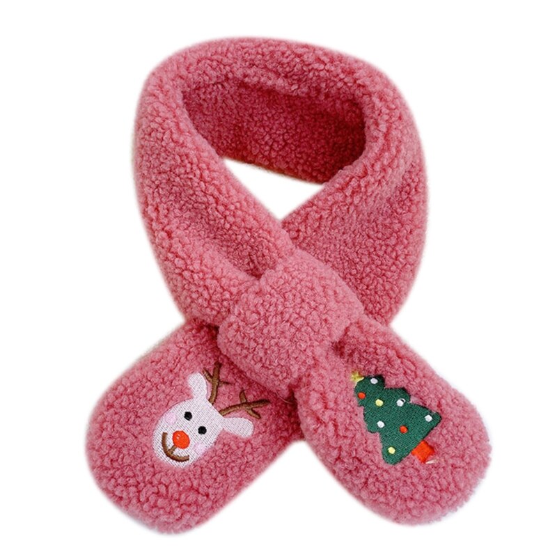 Kinderen kerst kruiskraag sjaal cartoon eland boom borduurwerk pluche nekwarmer  j78e