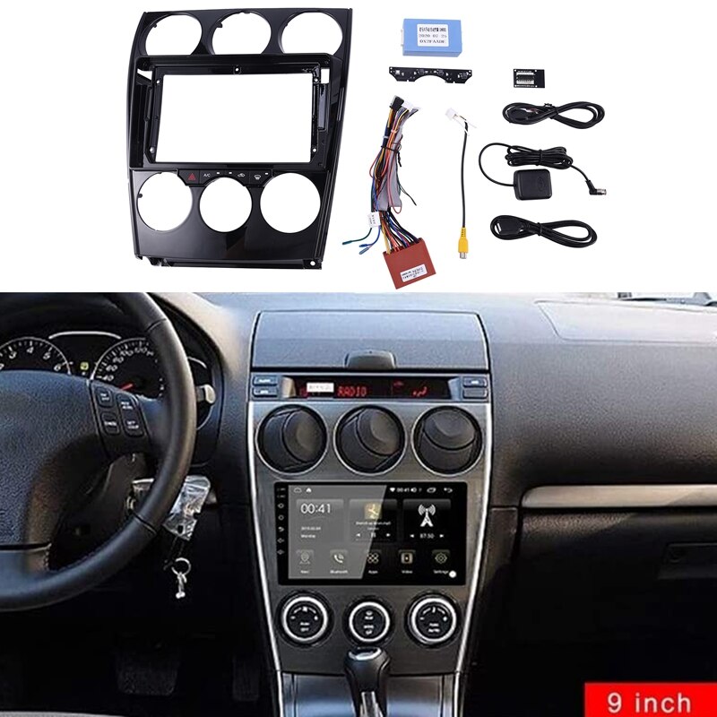 9Inch Car Stereo Fascia Panel Frame DVD Panel Bezel Frame Installation Trim Kit Fit for MAZDA 6 Atenza 2002: Default Title