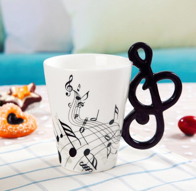 Musik violinstil gitarr keramisk mugg kaffe te mjölk stavkoppar med handtag kaffemugg nyhet