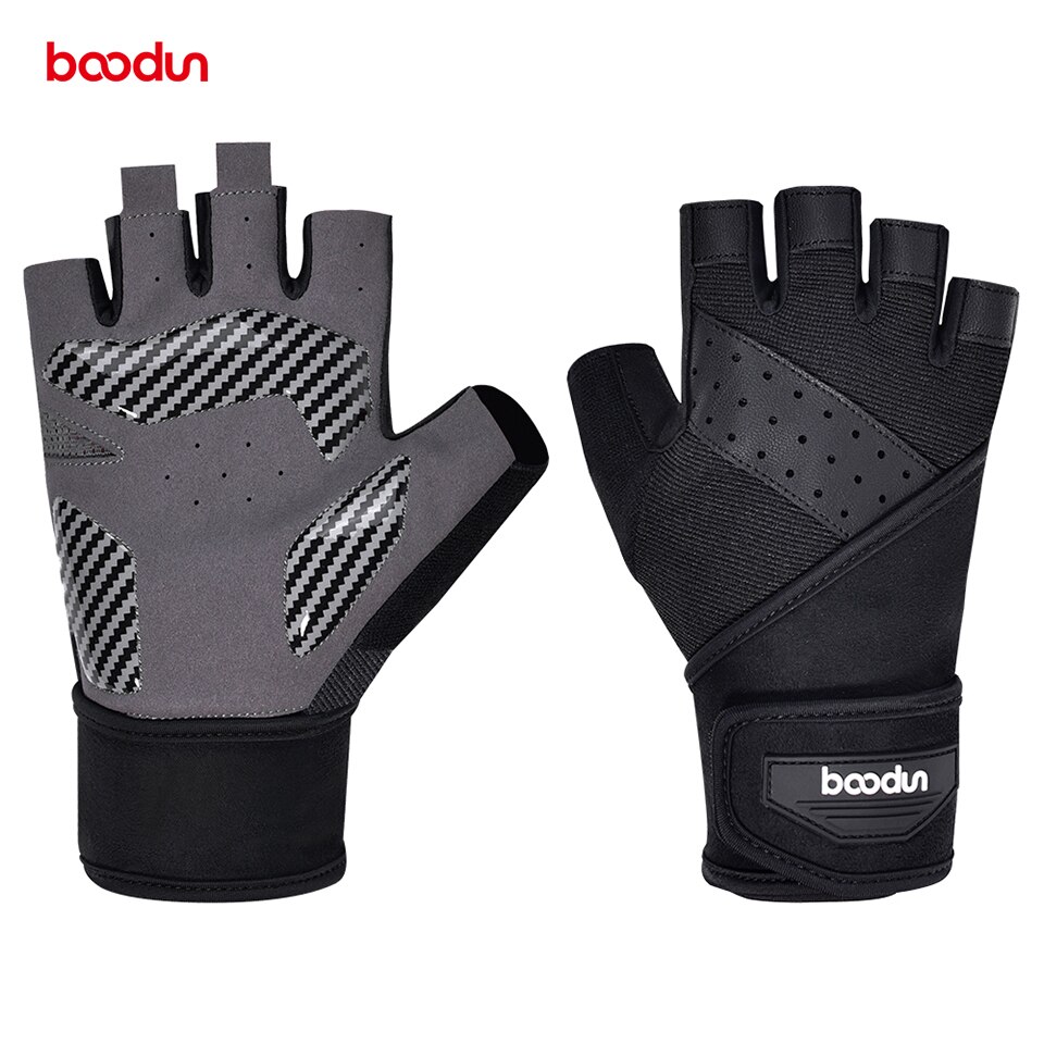 Boodun – gants de gymnastique, protection de la paume des mains, avec enveloppe de poignet, Crossfit, musculation, levage de poids: Black / M