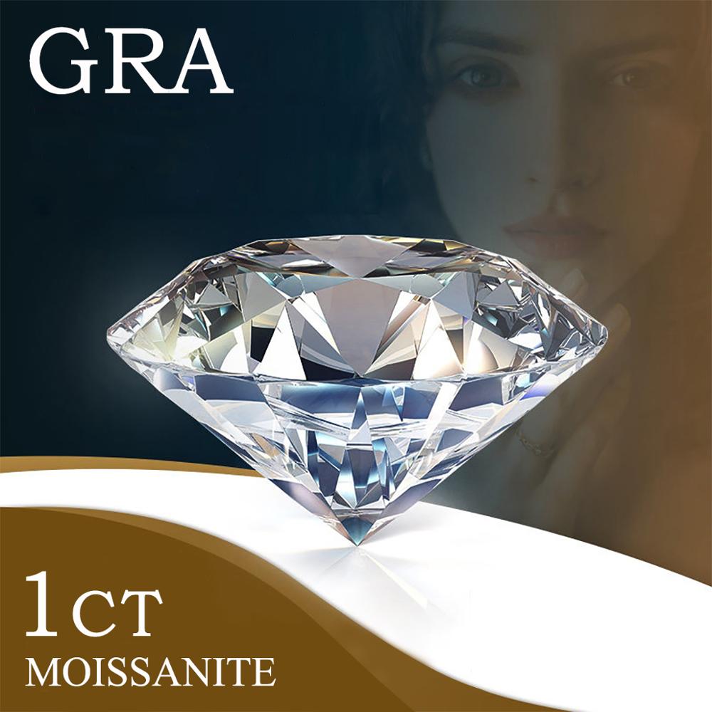 100% pietre preziose sciolte autentiche Moissanite pietra GRA 1ct D colore VVS1 Lab diamante indefinito taglio eccellente per gioielli anello di diamanti