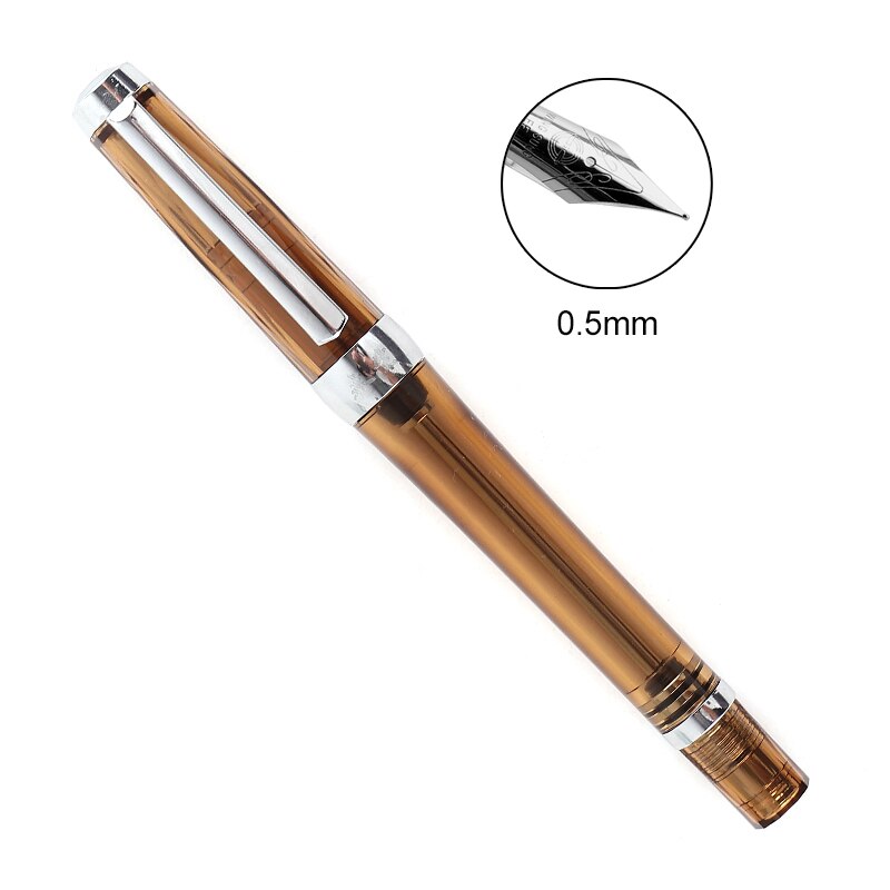 Wing Sung 3013 Vacuum Fountain Pen Resin Transparent EF/F Nib !: 0.5 brown