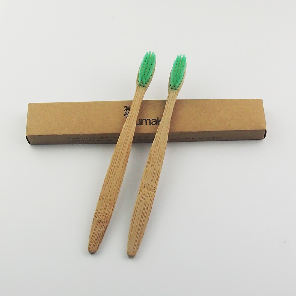 12 Pack Bamboo Toothbrush Wood toothbrush Green soft-bristle Adult Toothbrush Soft Toothbrush