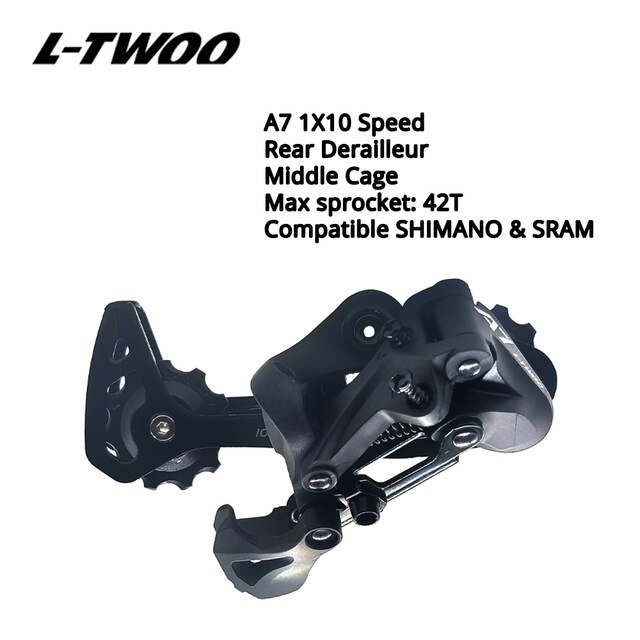 LTWOO-Grupo de cambio de marchas de 10 velocidades, palanca de cambio de 10 s y 10v, interruptores desviadores traseros compatibles con SRAM y SHIMANO, modelo A7 1X10: Middle Cage RD