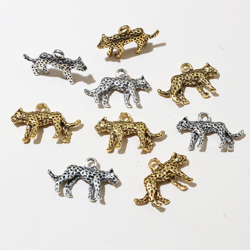 10 Stück 23x14x4mm Legierung Leopard Reize Anhänger DIY Schmuck Herstellung Zubehör Erkenntnisse für Halskette Armbinde: Gold-farbe