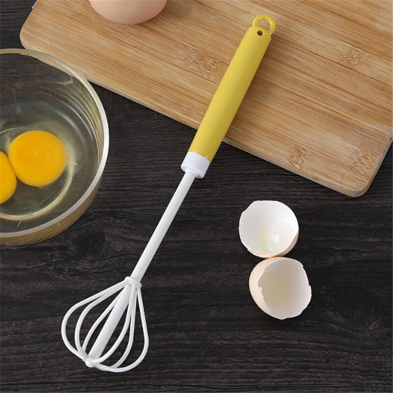 Bagetilbehør halvautomatisk plasthåndtag ægbeaterform til madlavning køkkenudstyr kageudsmykningsværktøj ægbeater .8z: Gul