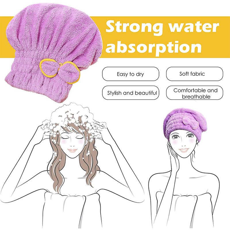 Bonnet de séchage de cheveux en microfibre pour filles et femmes, Turban absorbant à séchage rapide pour sécher les cheveux bouclés, bonnet de douche avec serviettes enveloppantes