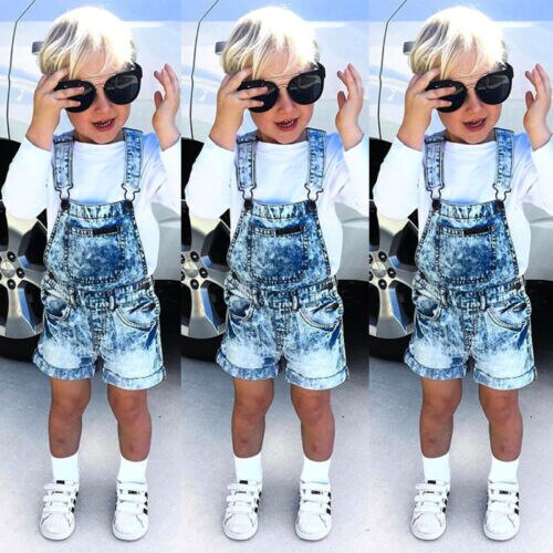 freundlicher Baby Jungen Mädchen Denim Overall Lätzchen Hosen ärmellos Gesamt Gesamt Strampler Sommer freundlicher Kleidung