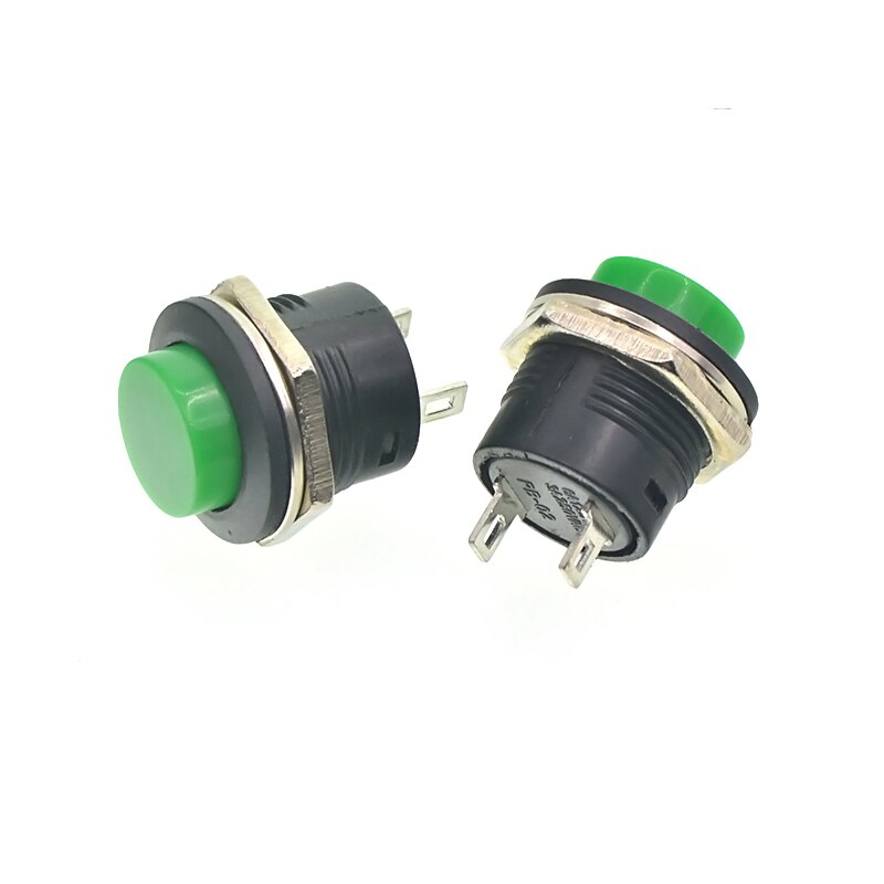 15cm xh2.54 16mm r13-507 16mm 125v 6a 22 awg lille vandtæt selv-reset øjeblikkelig  xh 2.54 2.54mm trykknap switch ledningsnet: Grøn