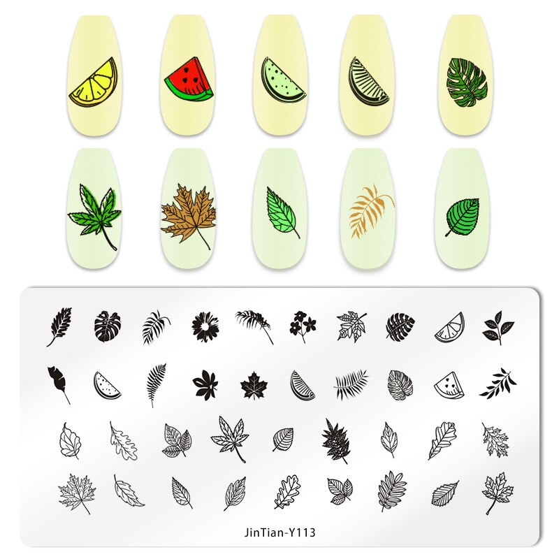 Kant Patroon Nail Art Stempelen Platen Hawaiian Style Eenvoudige Stempelen Platen Bloem Blad Nagels Printing Templates: JinTian-Y113