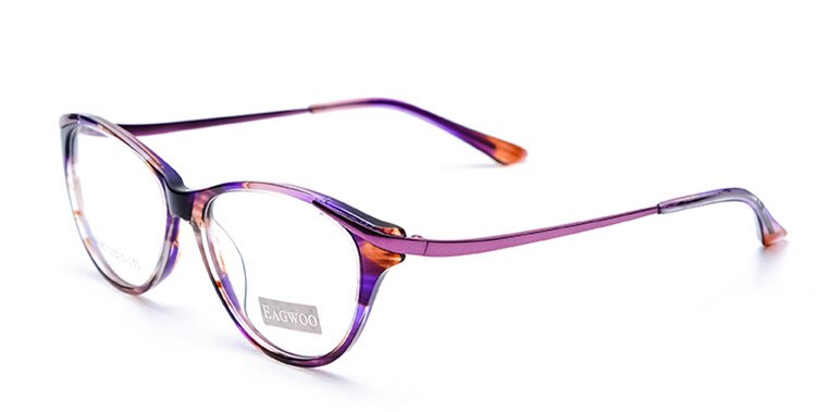 EAGWOO-gafas con de ojo de gato para mujer, lentes de con marco óptico borde completo, graduadas, color gris Tortuga, 8158: Purple