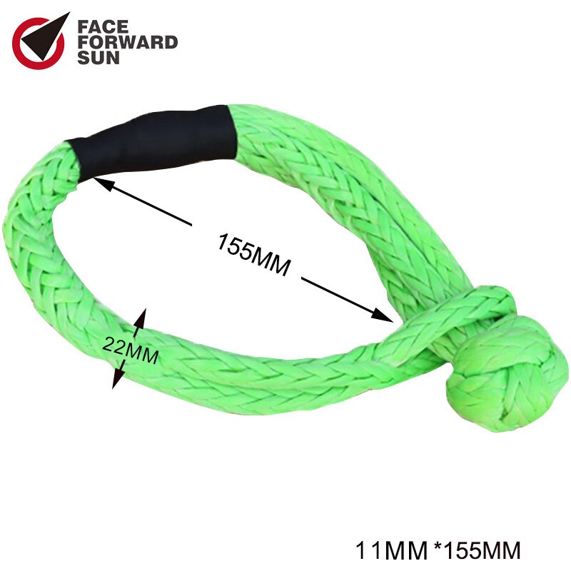 7/16" Soft Shackle,11mm*155mm UHMWPE Shackle,ATV Winch Shackle,Synthetic Shackle for Offroad,truck,sailboat: green black