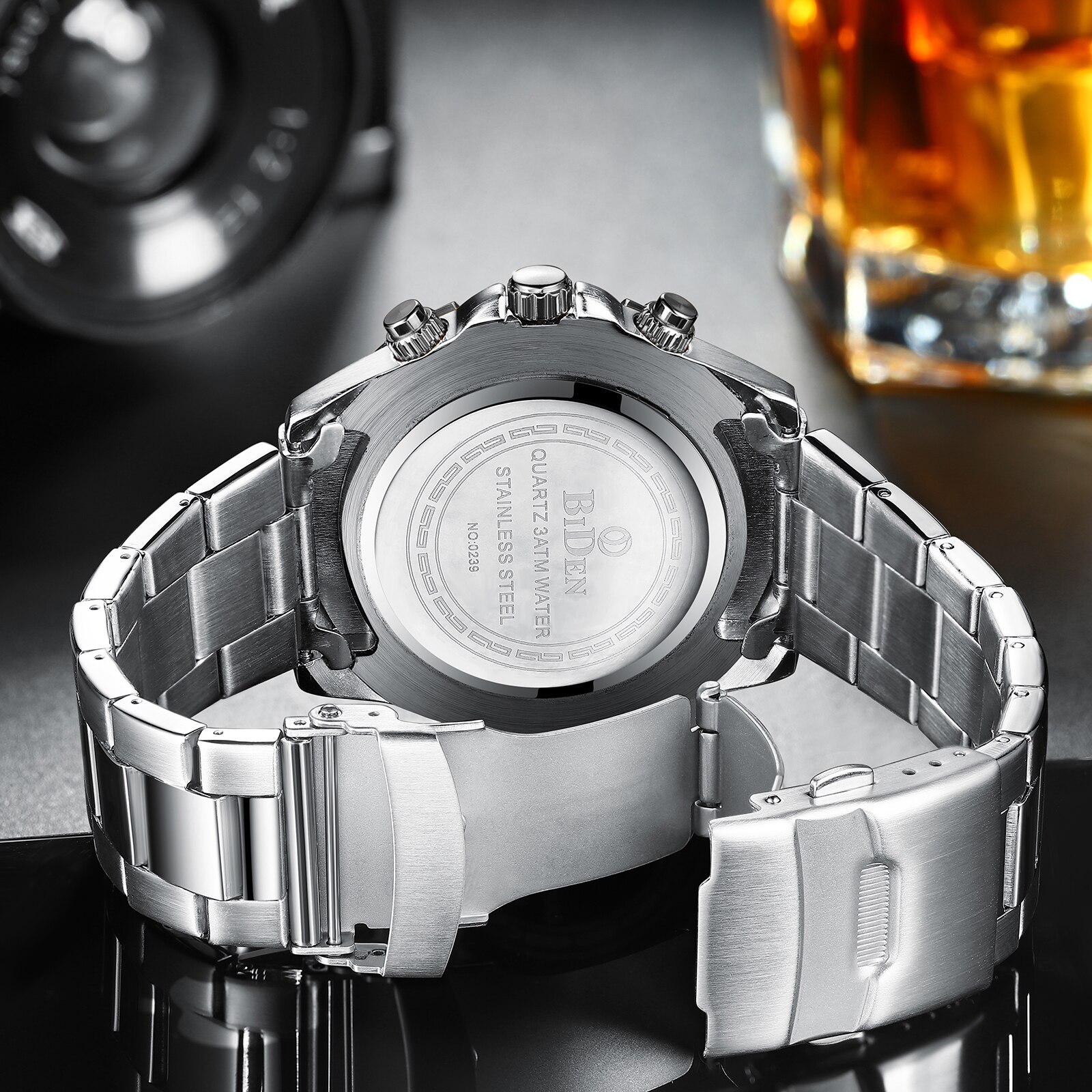 BIDEN-relojes de lujo para hombre, reloj deportivo Masculino con fecha, resistente al agua, de pulsera de cuarzo y caja,