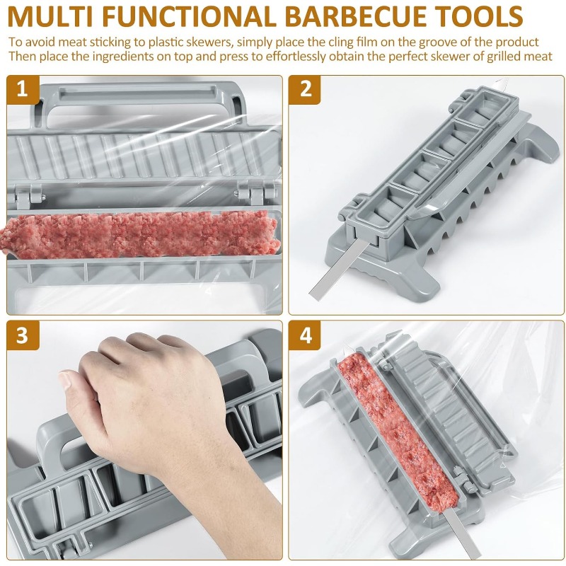 Rij Kebab Maker Bbq Vlees Spies Machine Kebab Pers Maker Herbruikbare Plastic Bbq Spies Maker Kebab Voorbereiding BBQ Tool