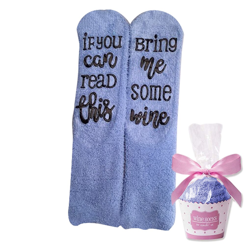, Jeśli możesz przeczytać do skarpetki, przynieś mi trochę wina lista śmieszne skarpetki akcesoria prezenty dla kobiet dziewczyny biodro chmiel modny śliczne skarpety: Niebieski