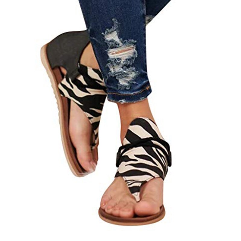 Latest Women Comfy Sandals, Ladies Flat Heel Slip On Sandals, Casual Vintage Sandals with Zipper 39: A4
