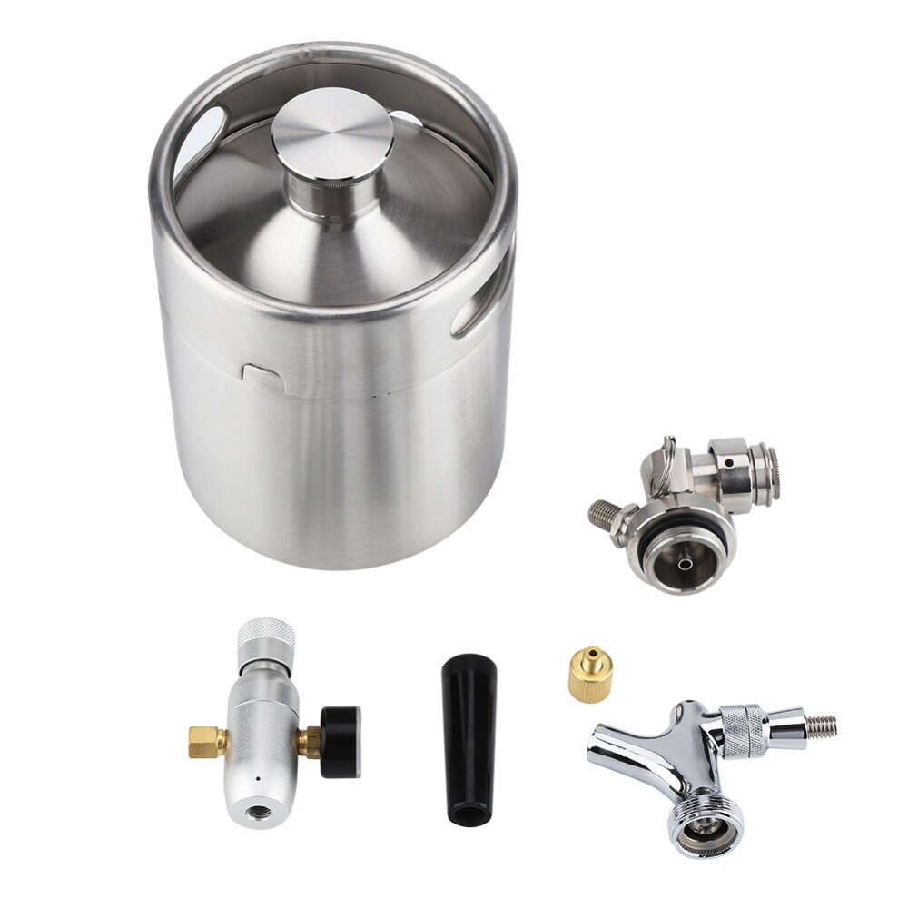 2l mini ølfade i rustfrit stål med vandhane under tryk hjemmeølbrygning håndværksøl dispenser growler mini ølfad