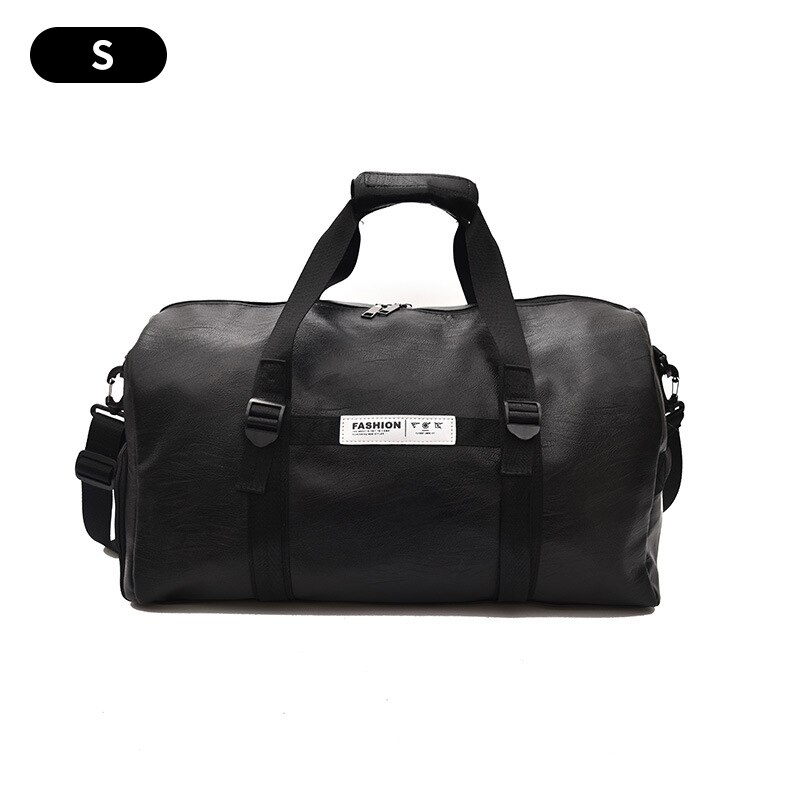 Unisex Pu Reistassen Zachte Lederen Handtassen Grote Capaciteit Bagage Tas Sport Gym Tassen Met Schoenen Zakken Fitness Tas XA269M: Black S