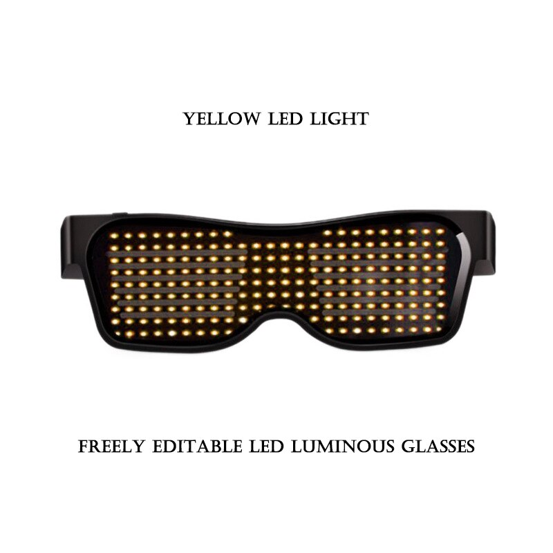 Magic Bluetooth LED Party Glasses APP Control Freely editable LED luminous glasses EMD DJ Electric Glow Party Supplies: yellow