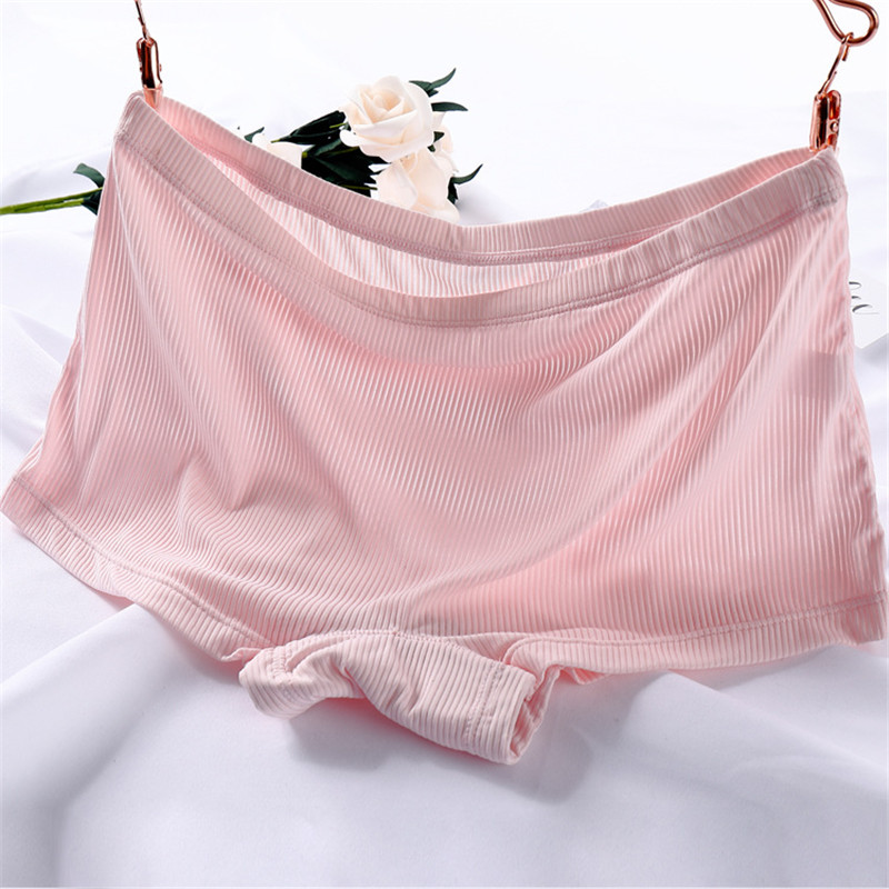 3 farvede kvinders åndbare sikkerheds korte bukser is silkeagtig sømløs mellemhøj bomulds crotchgirls sommer nødvendige shorts: Lyserød