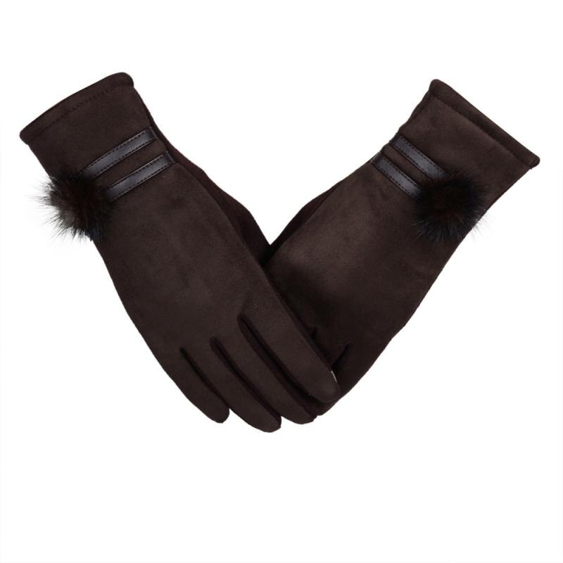 Winter women gloves brand lovely Mittens thick Warm Soft Wrist Gloves & Mittens #EW: Brown