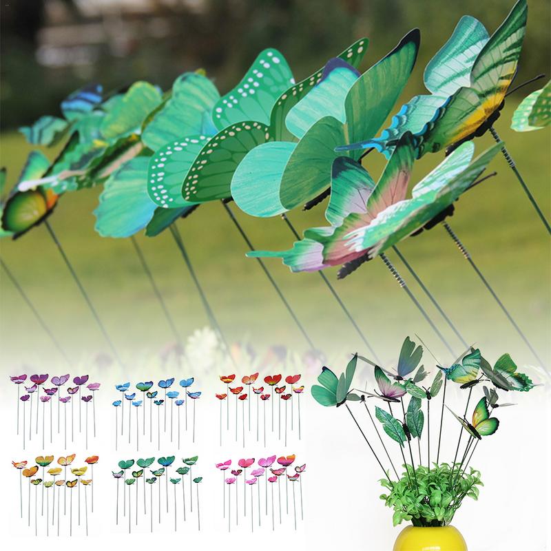 12Stck Simulation Schmetterling Stange Blumentopf Vase Gartenarbeit Bonsai Bonsai Für drinnen Garten GrüNe Pflanze Dekoration