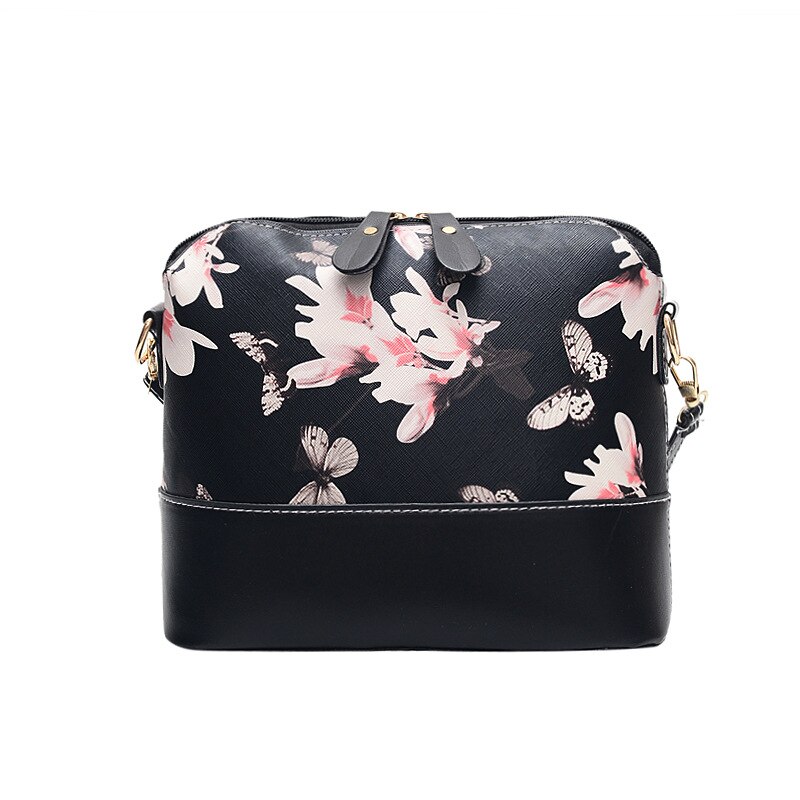 Luxe Handtassen Vrouwen Tassen Lederen Messenger Schoudertas Crossbody Tassen Voor Vrouwen Tas Met Vlinder Dragonfly Bloemen: Black