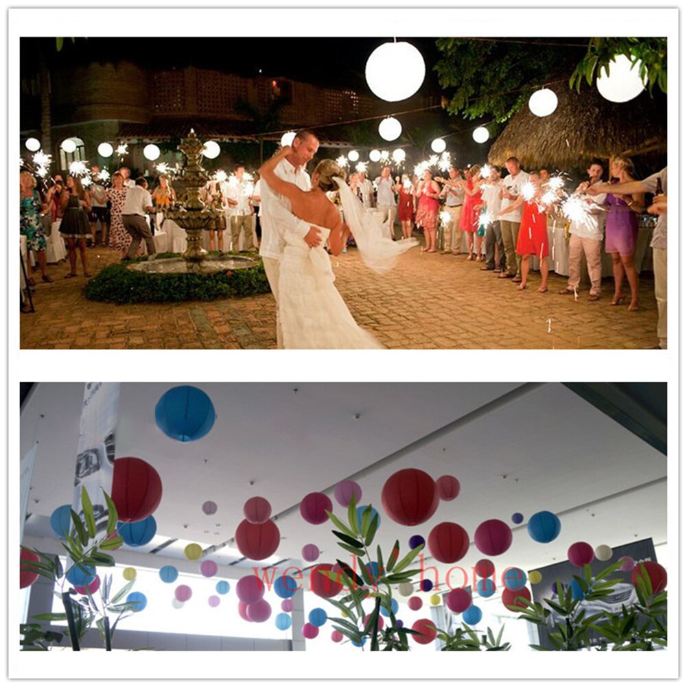 Farolillos chinos de papel de Color blanco de 20/30cm para bodas, eventos, fiestas, suministros de decoración para vacaciones, bola de papel