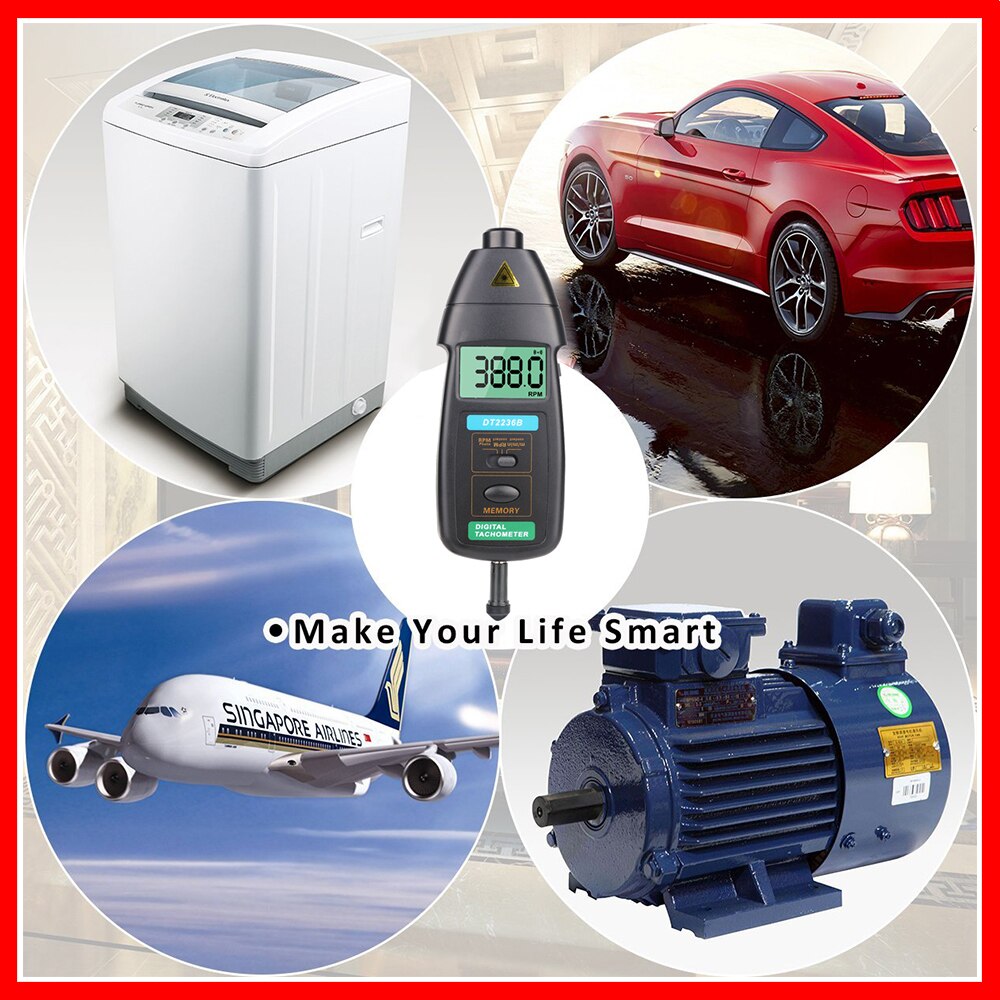 Portabel Handheld LCD display Tachometer surface speed sensor flute vails to measure speed and length of wire RZ DT2236B