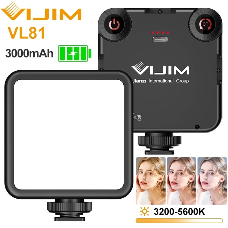 Ulanzi VL49 VL81 Mini Led Video Light Fotografie Lamp 6W Dimbare 5500K + Cold Shoe Mount Voor Canon nikon Sony Dslr Slr Camera