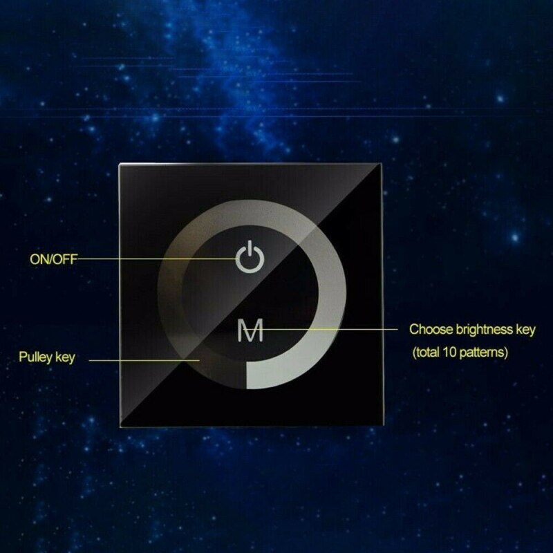 1PC Touch Switch DC 12V-24V Touch Panel Switch Lights Dimmer Controller UK/EU Wall Mounted Switch Panel