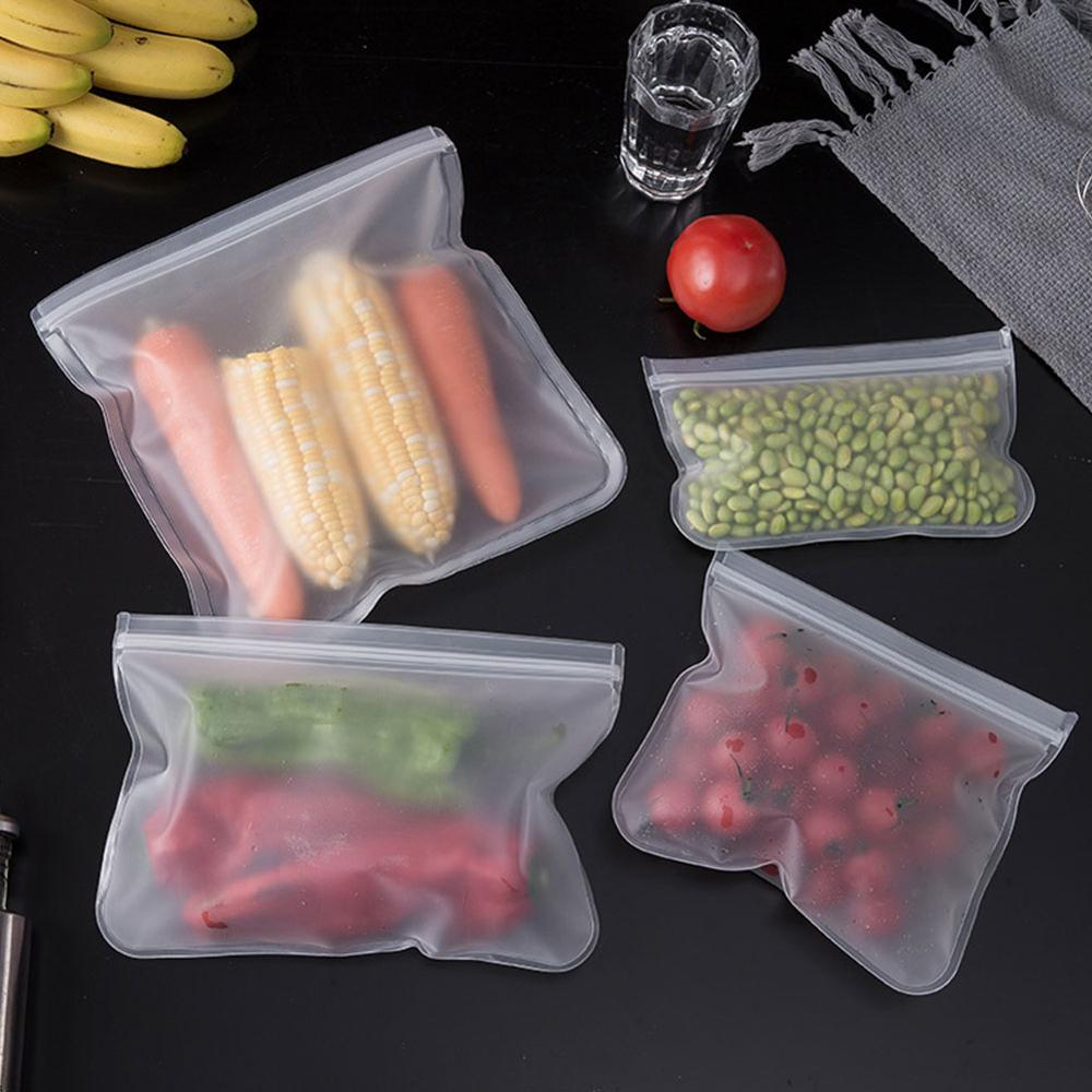 12PCS PEVA Silicone Food Storage Bag Containers Freezer Bag Leakproof Top Ziplock Bags Kitchen Reusable Organizer P ouch Tool: Default Title