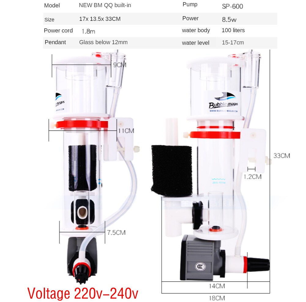 Bubble Magus NAC QQ QQ1 QQ2 Nano Tank Protein Skimmer For Marine Reef Coral Saltwater Aquarium Authorized Dealer: NEW QQ 220v-240v / US   Adapter
