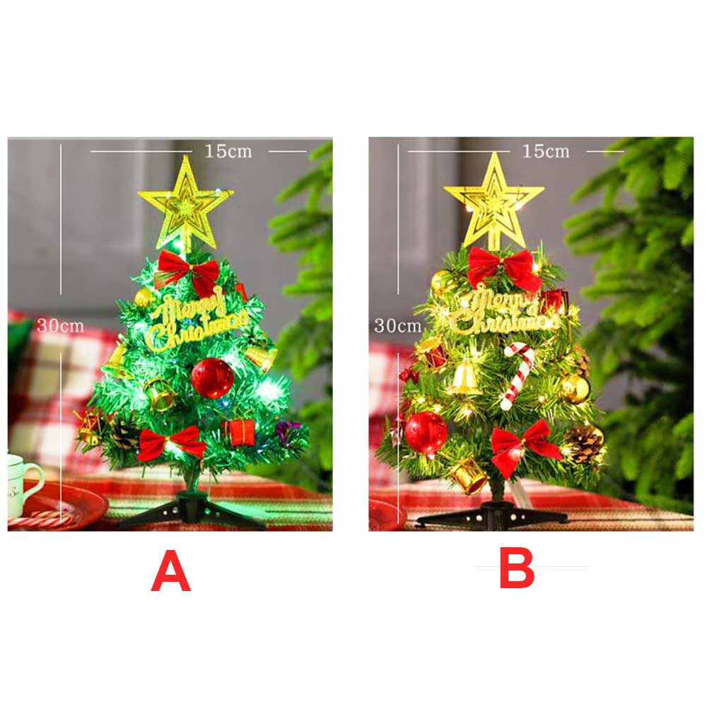 Kerstboomversiering met licht 30cm kerstversieringen desktop mini kerstboomversiering