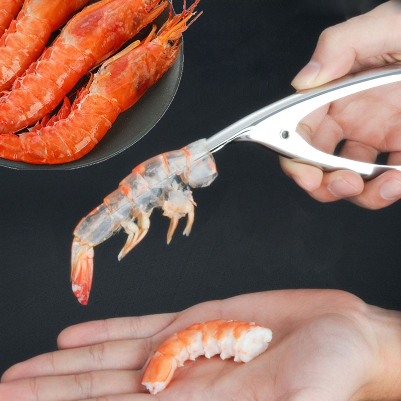 Pince à éplucher les crevettes en acier inoxydable, éplucheur de crevettes de cuisine, outils de fruits de mer