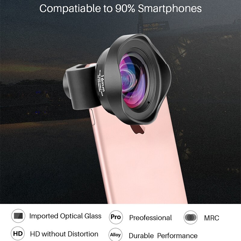 teléfono gran angular lente de la Cámara de 16mm de 4K HD DSLR efecto lentes de teléfono para iPhone X XS 8 iPad Pro Huawei P20 Pro Xiaomi