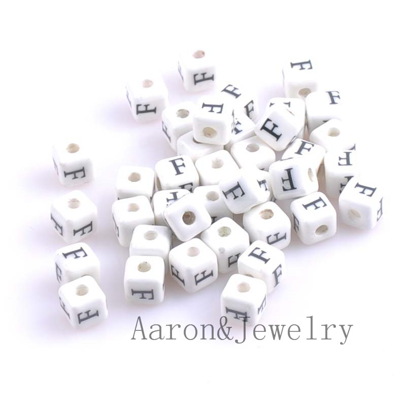 heißer Weiß A-Z Gemischte Buchstaben Alphabet Würfel Keramik Buchstaben Perlen passen Schmuck machen 8mm 10 stücke YKL0355X
