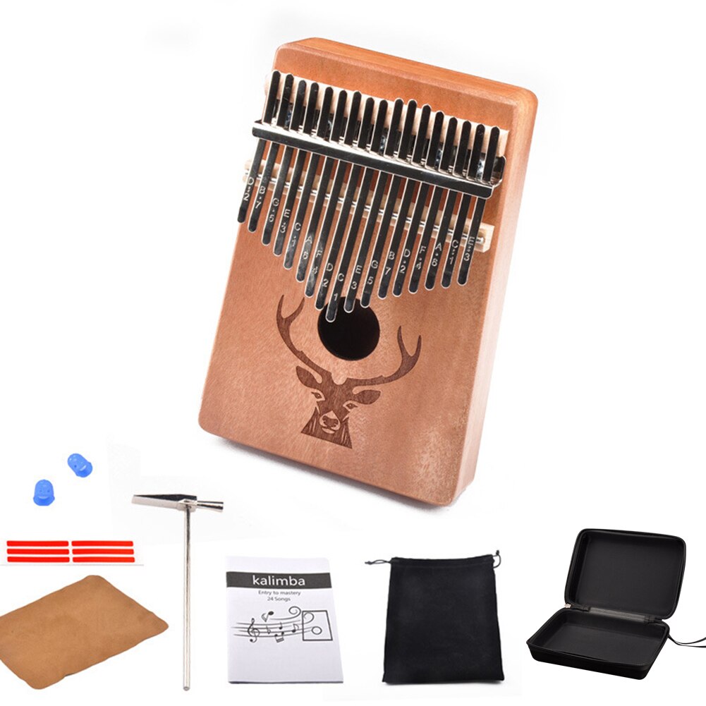 Juego de instrumentos musicales de Piano de pulgar de madera Kalimba de 17 teclas con pegatina de martillo, xilófono de caoba de Acacia para niños y adultos: Blanco